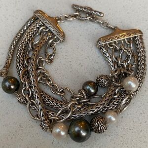 John Hardy Silver Classic Chain Pearl Multi-Row Bracelet